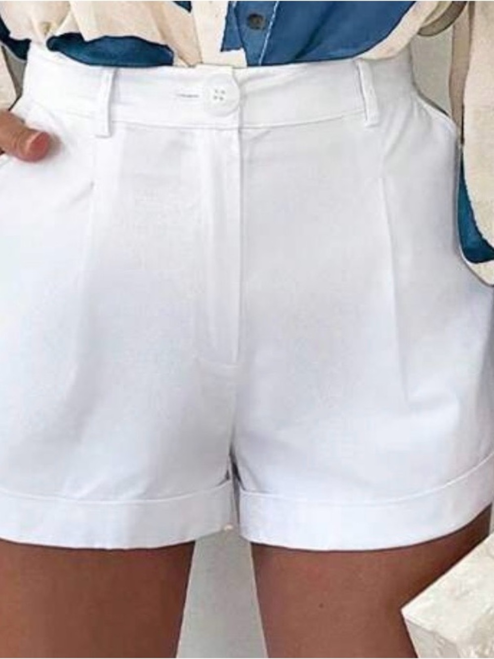 SHEIN White High-Waist Tailored Women's Shorts